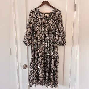 Floral Black and Cream Flowy Dress